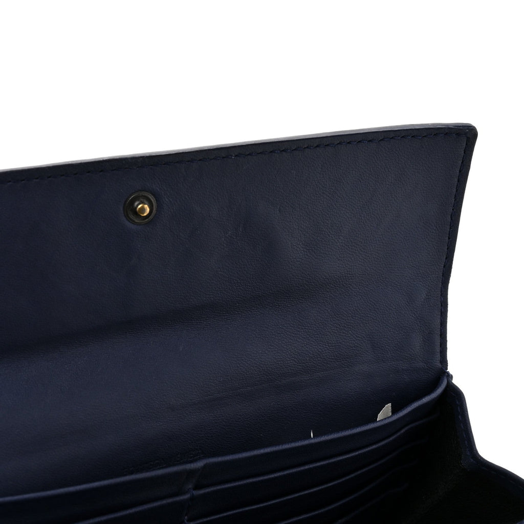Nappa Intrecciato Continental Flap Wallet Dark Blue