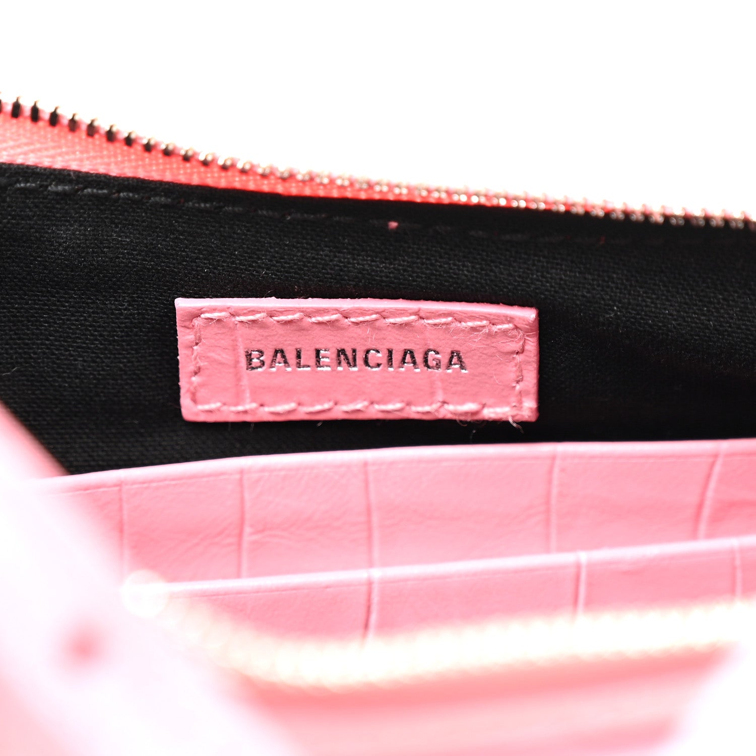Extra Supple Calfskin Crocodile Embossed Le Cagole Mini Purse With Chain Sweet Pink