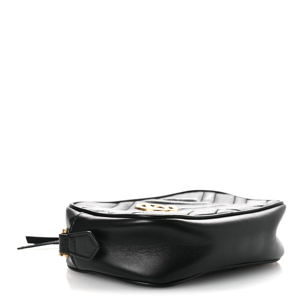 Calfskin Matelasse Mini GG Marmont Chain Shoulder Bag Black