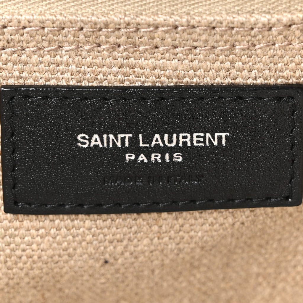 Linen Calfskin Small Rive Gauche Tote Greggio Natural