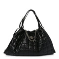 Calfskin Quilted Medium Deco Tote Bag Black
