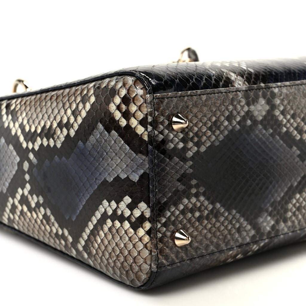 Snakeskin Small Lady Dior Bleu Multicolor