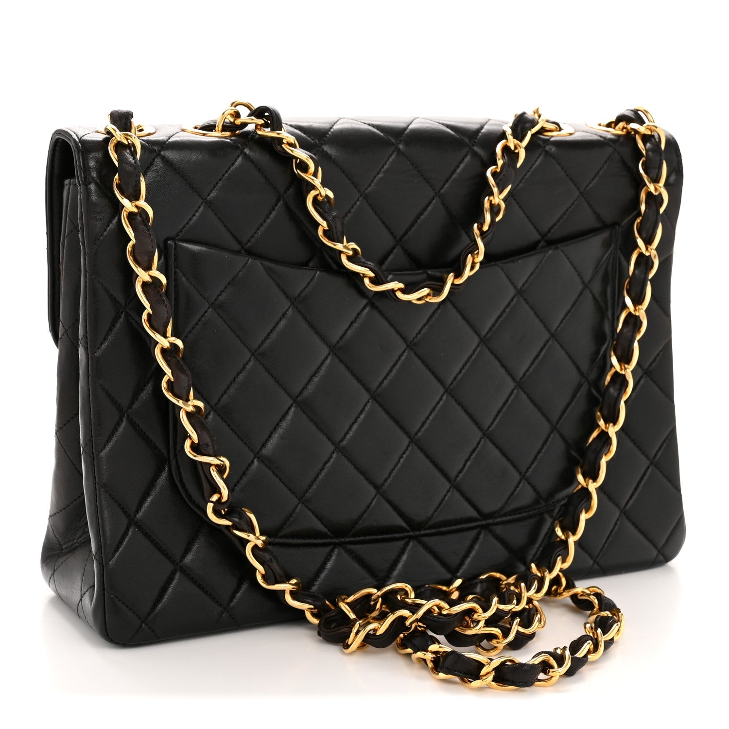 Lambskin Quilted XL Jumbo Single Flap Black