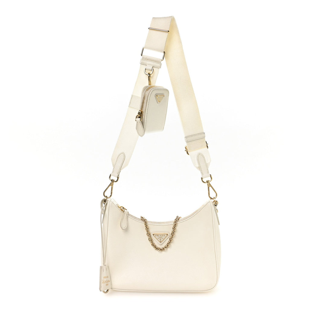 Saffiano Re-Edition 2005 Shoulder Bag White