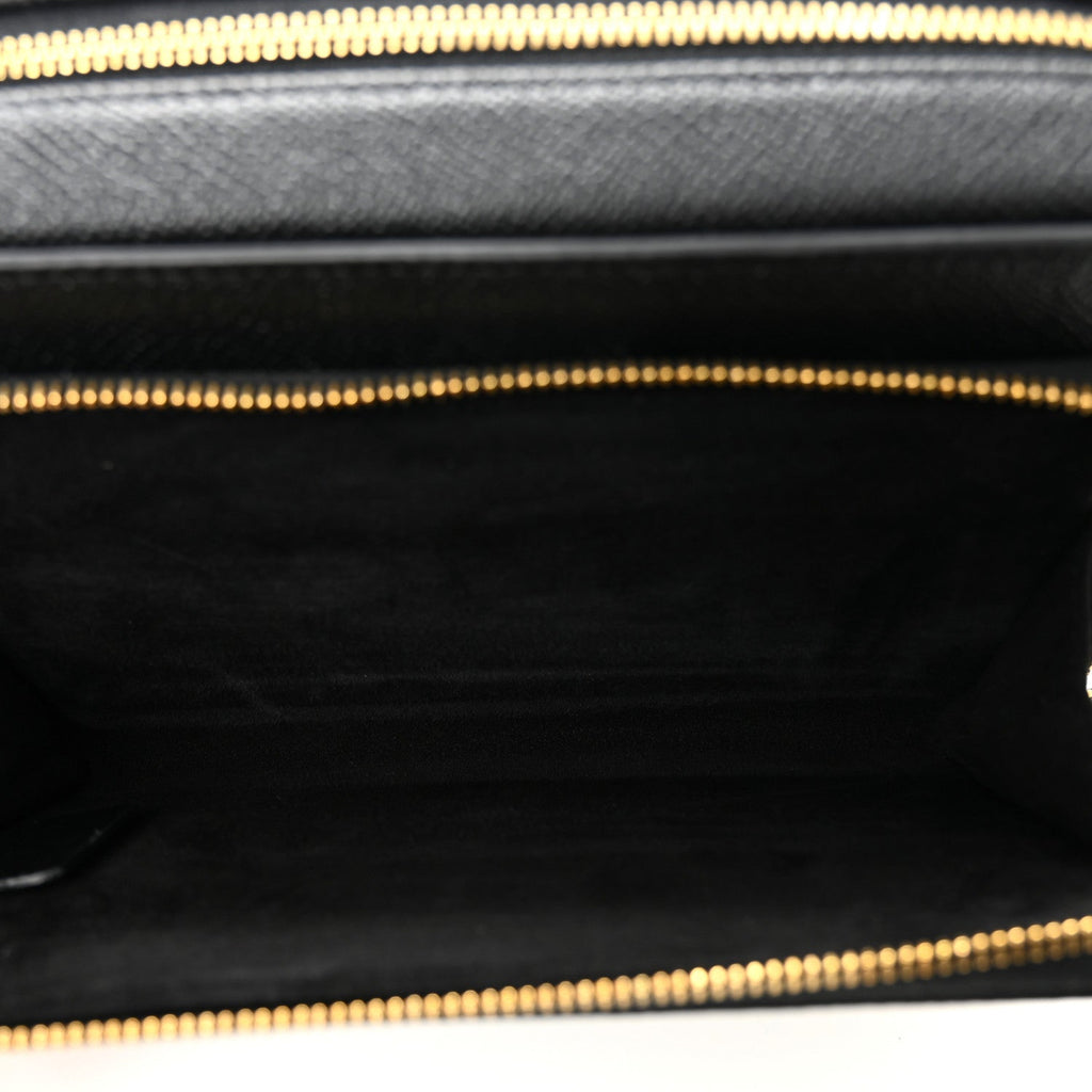 Grained Calfskin Caro Double Pouch Black
