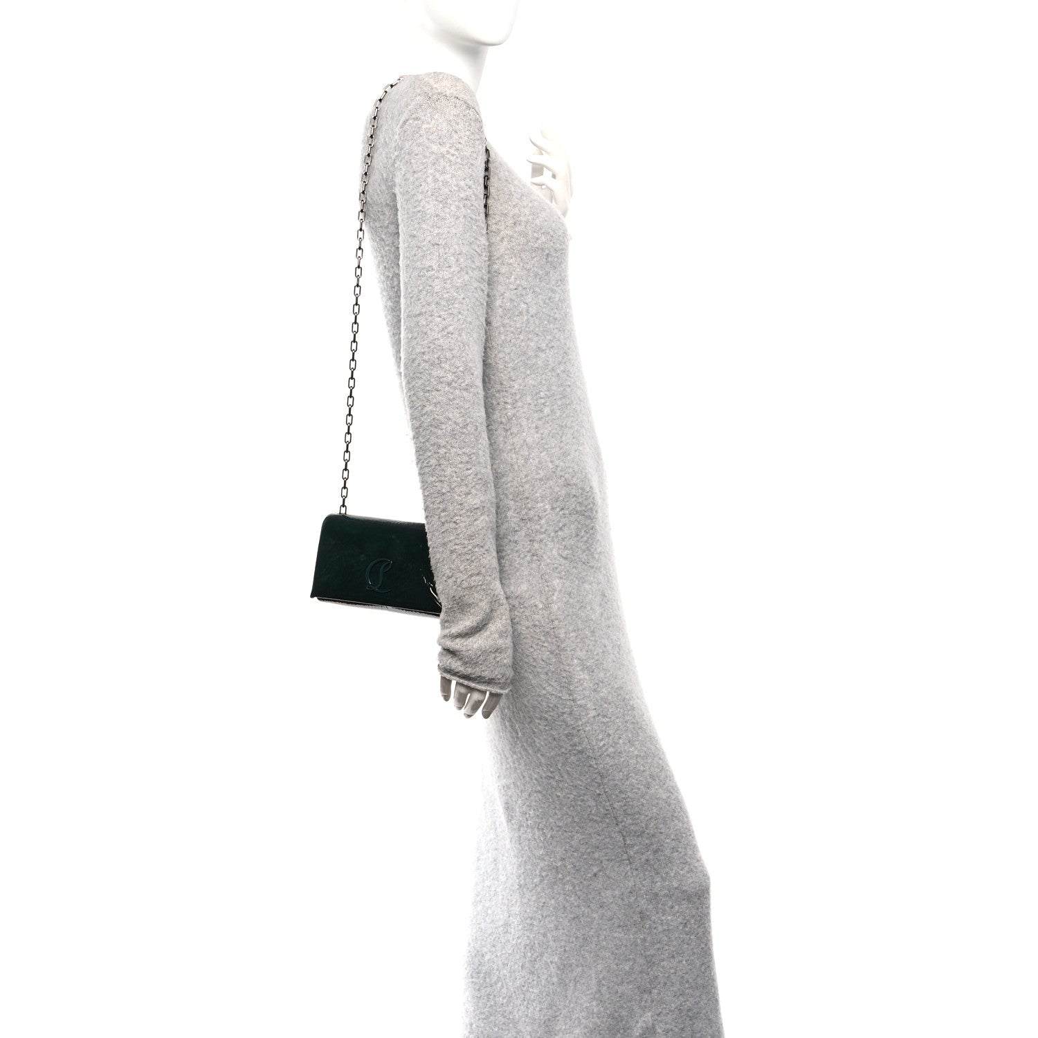 Naplak Patent Calfskin Monochrome Loubi54 Shoulder Bag Green