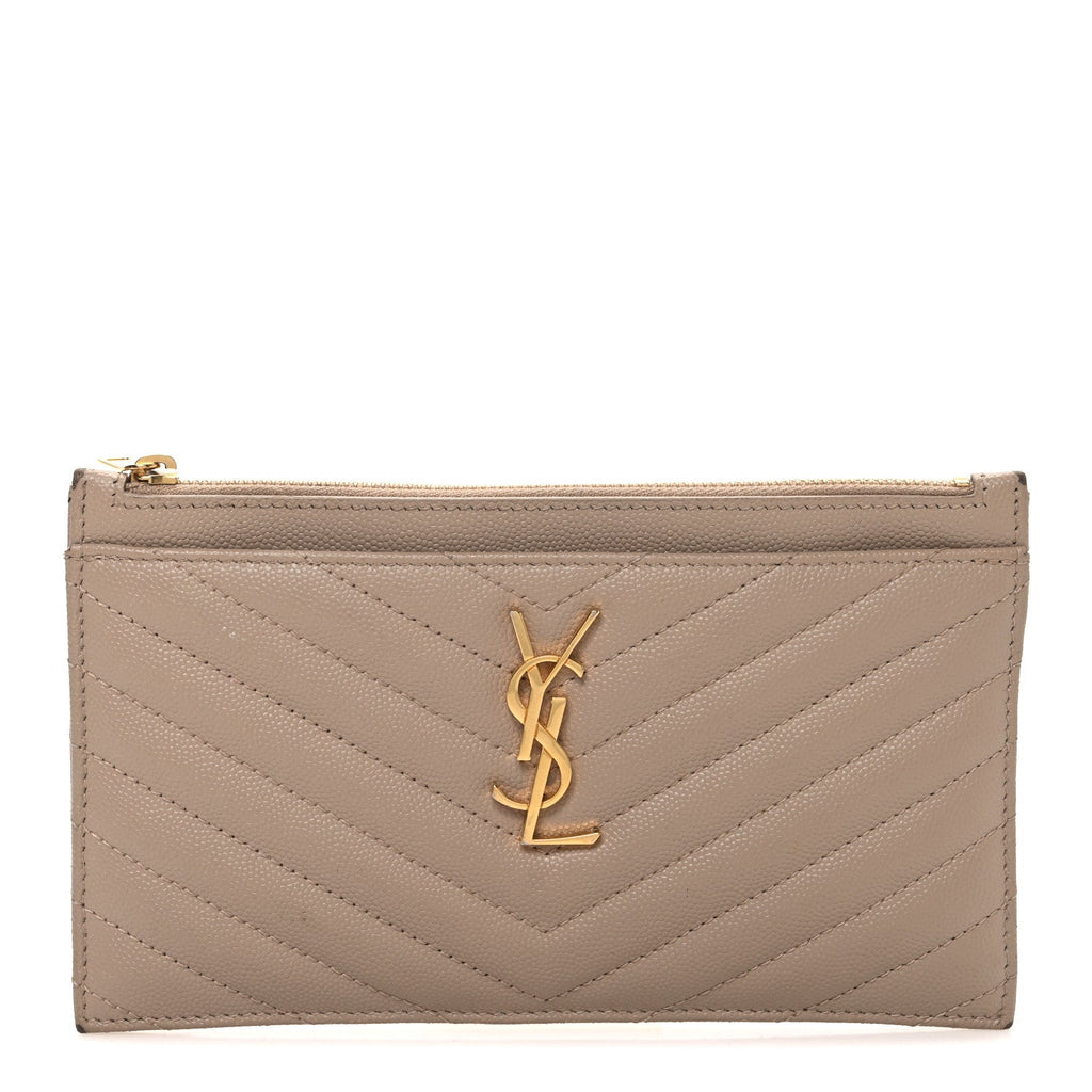 Grain De Poudre Chevron Monogram Bill Pouch Dark Beige