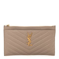 Grain De Poudre Chevron Monogram Bill Pouch Dark Beige