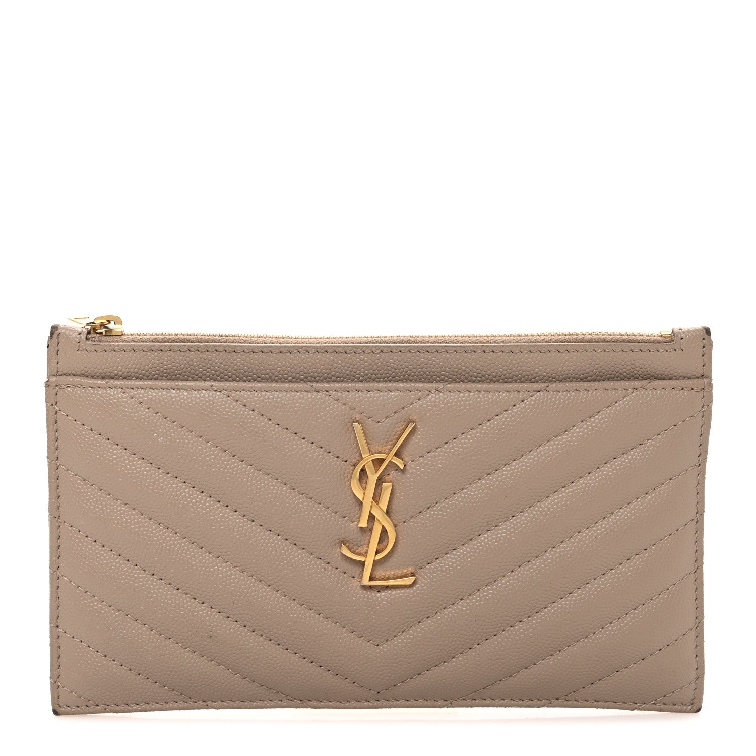 Grain De Poudre Chevron Monogram Bill Pouch Dark Beige