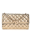 Metallic Wrinkled Lambskin Rockstud Spike Wallet on Chain Mekong