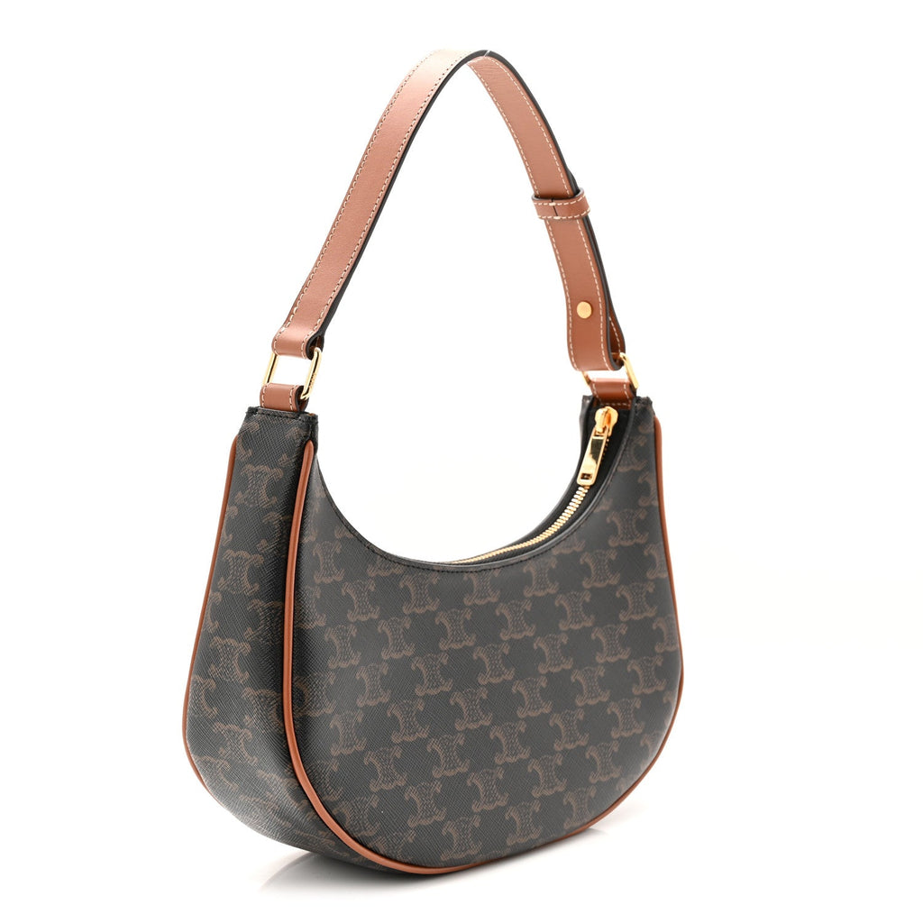 Triomphe Canvas Calfskin Ava Shoulder Bag Tan