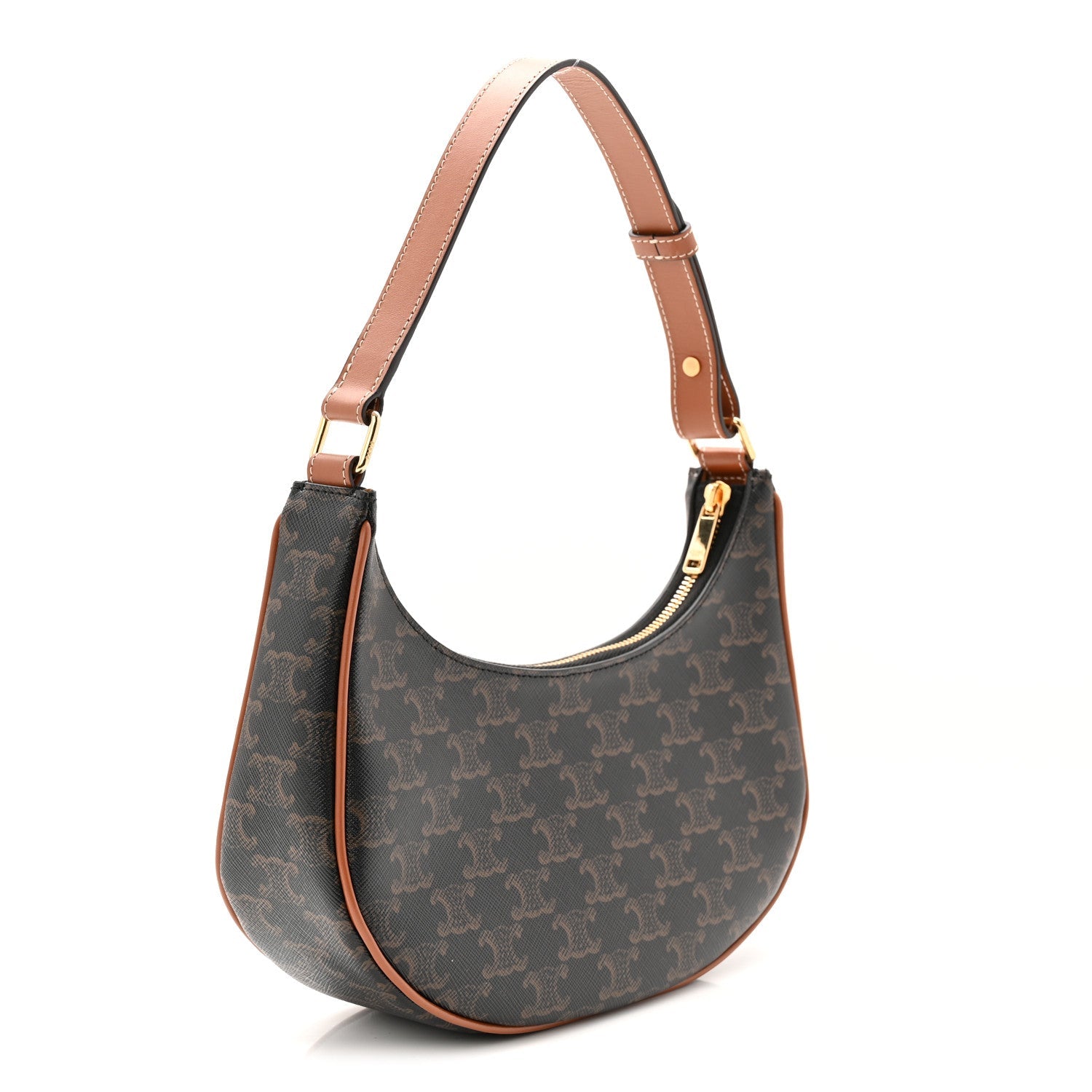 Triomphe Canvas Calfskin Ava Shoulder Bag Tan