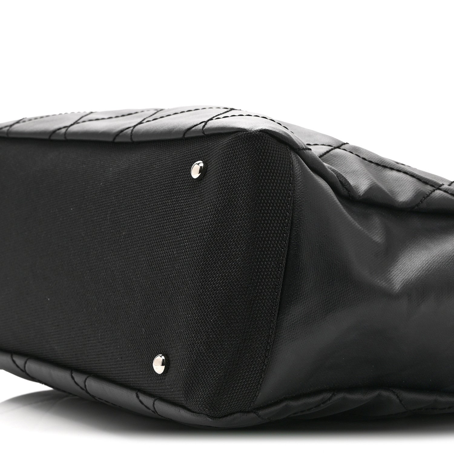 Coated Canvas Quilted Large Paris Biarritz Tote Black