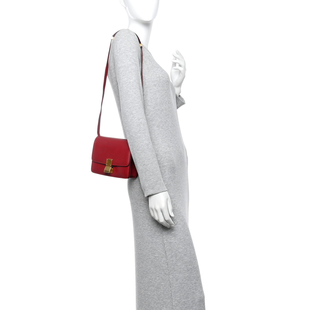 Box Calfskin Small Classic Box Flap Bag Red