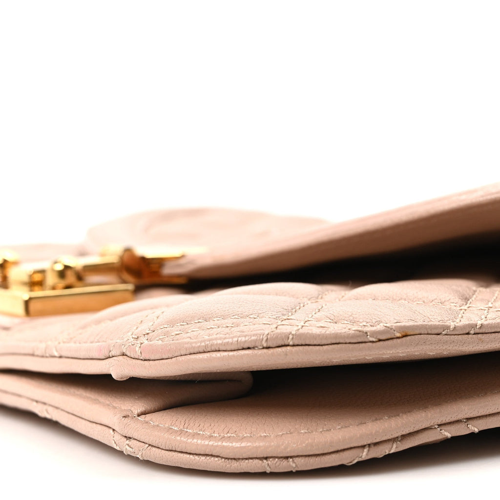 Lacquered Lambskin Baroque Single Flap Beige
