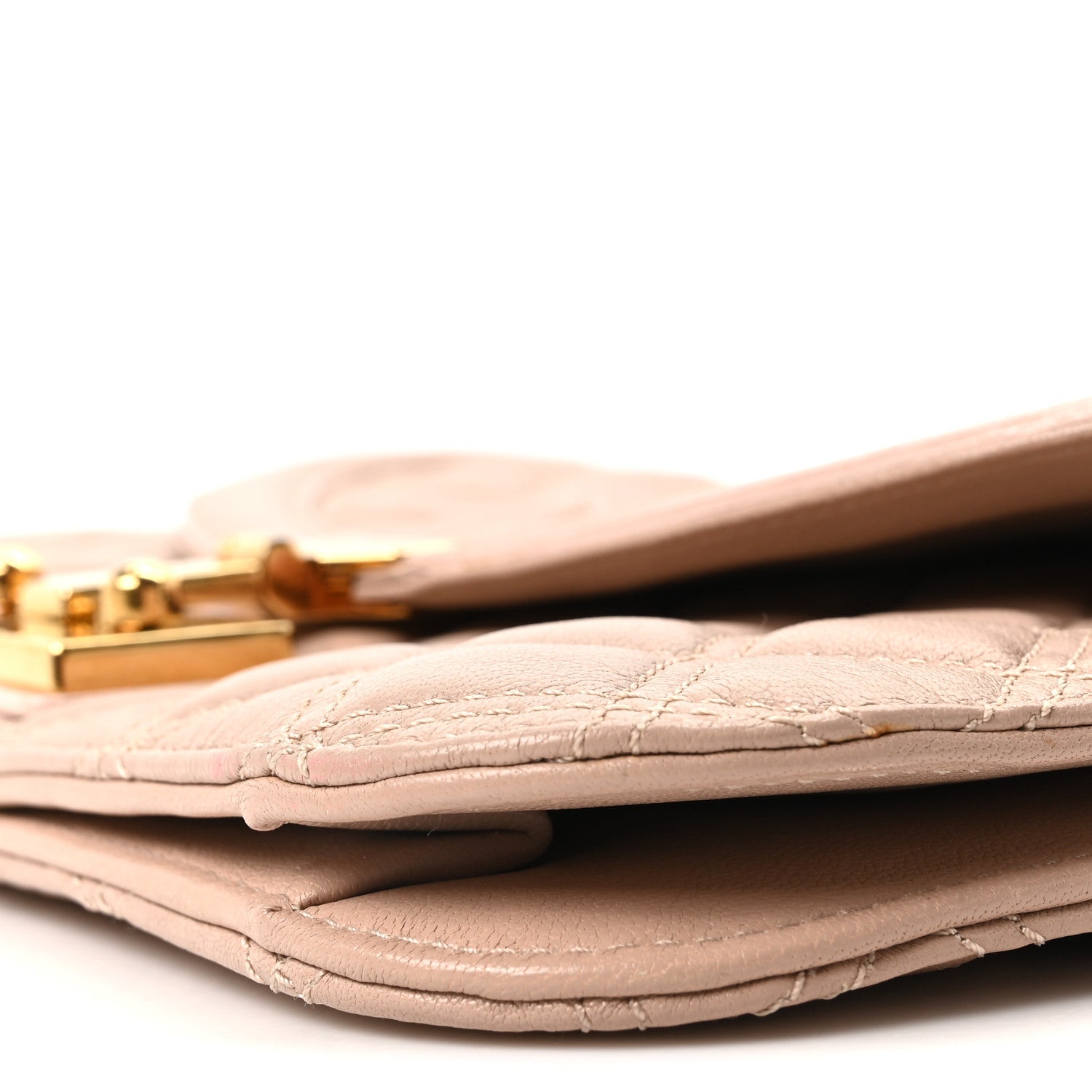 Lacquered Lambskin Baroque Single Flap Beige