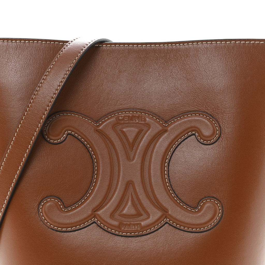 Smooth Calfskin Small Cuir Triomphe Bucket Bag Tan