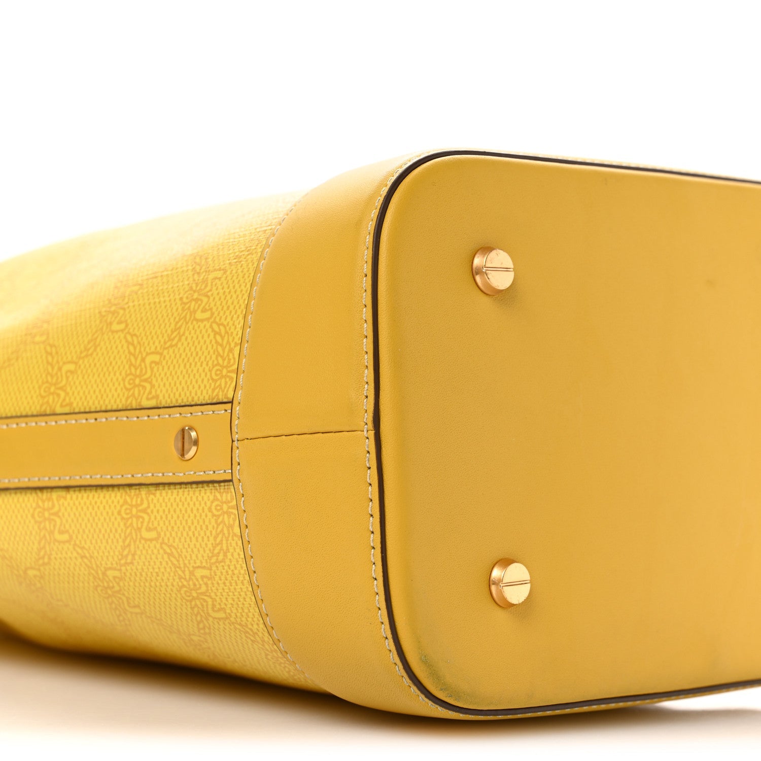 Lauretos Spanish Calfskin Medium Himmel Drawstring Bucket Bag Lemon Gold