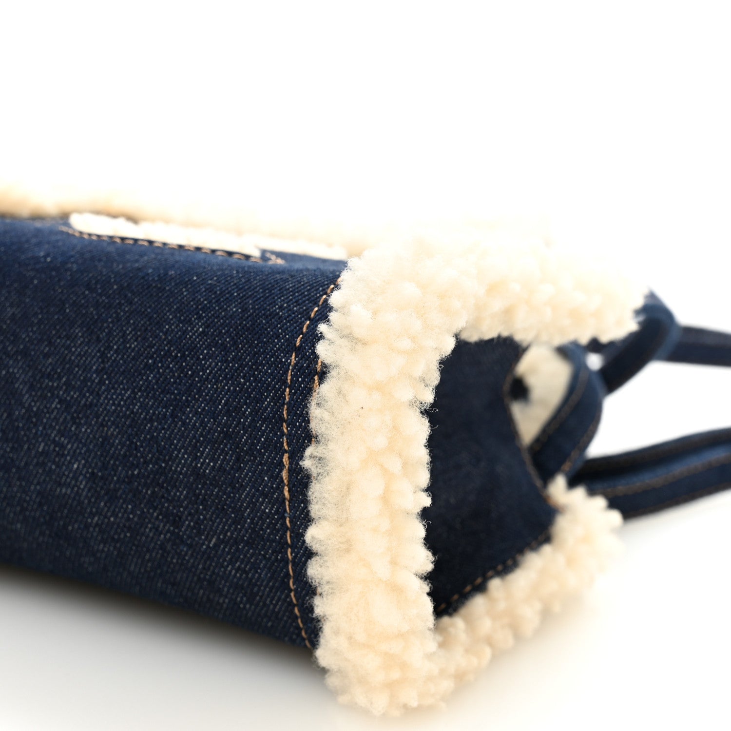 X UGG Denim Shearling Small Shopping Bag Raw Denim