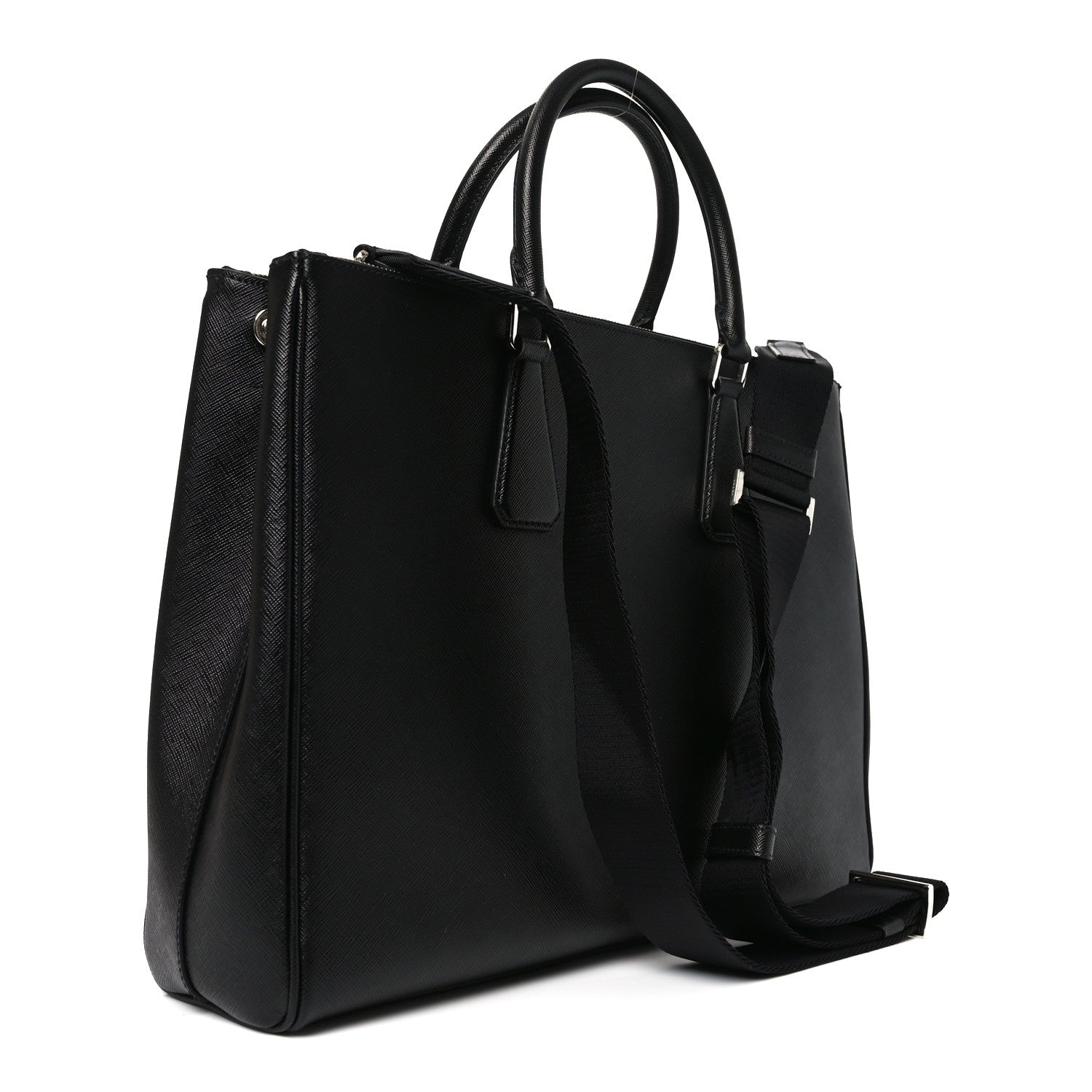 Saffiano Travel Extra Large Galleria Double Zip Tote Black
