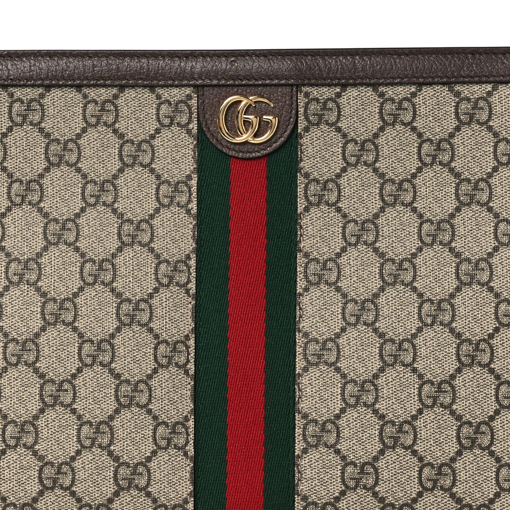 GG Supreme Monogram Web Ophidia Pouch Brown