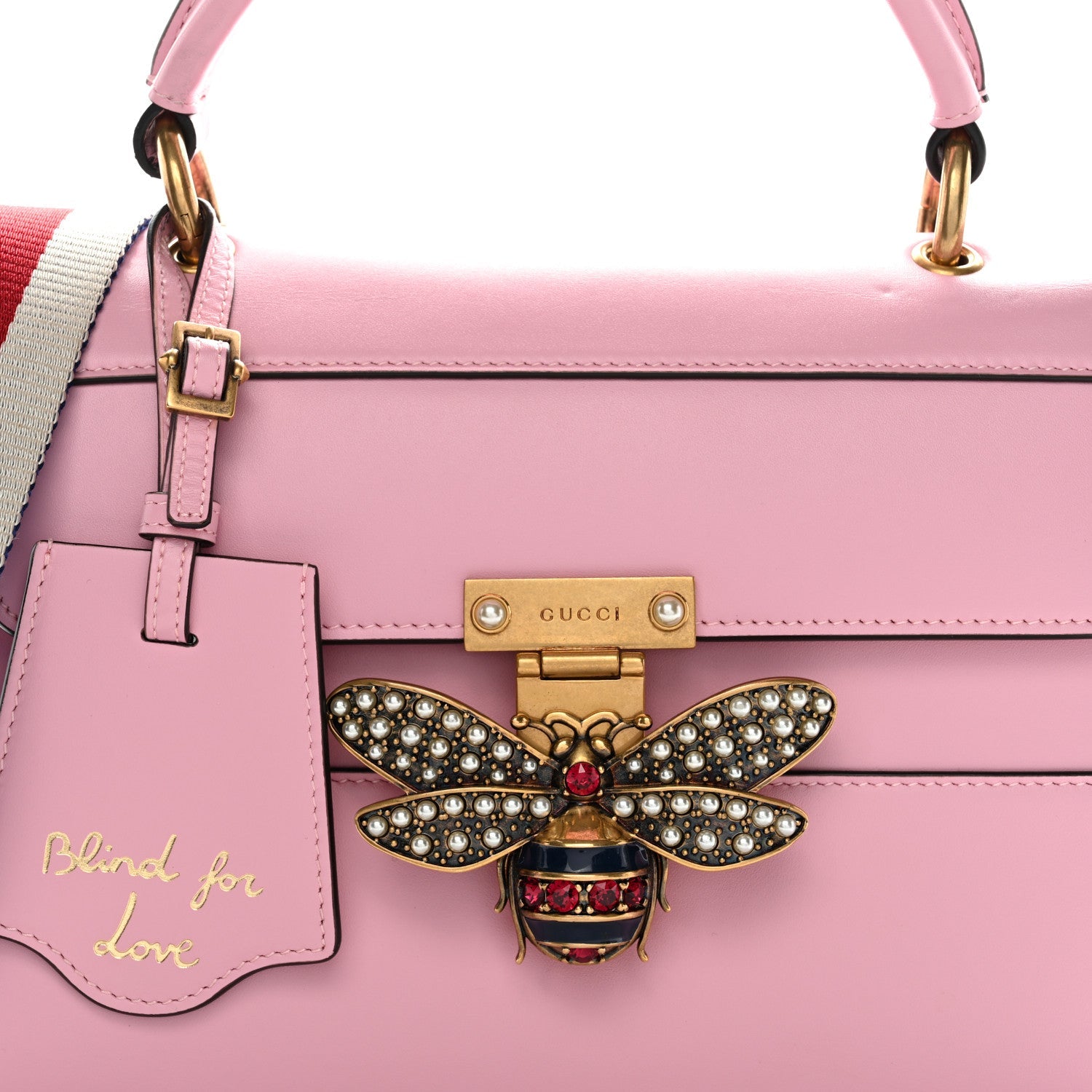Calfskin Sylvie Web Small Queen Margaret Top Handle Bag Sugar Pink