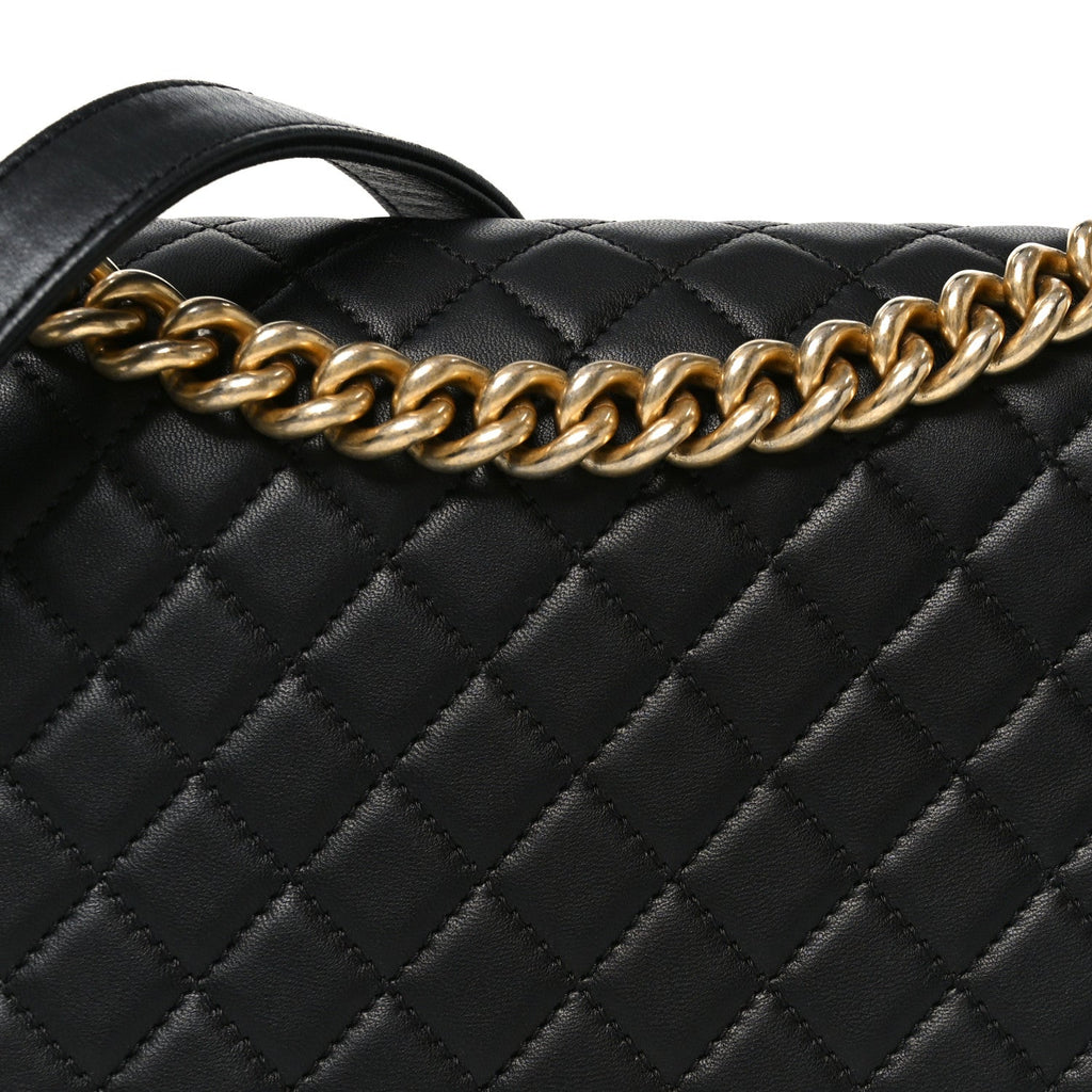 Lambskin Quilted New Medium Boy Flap Black