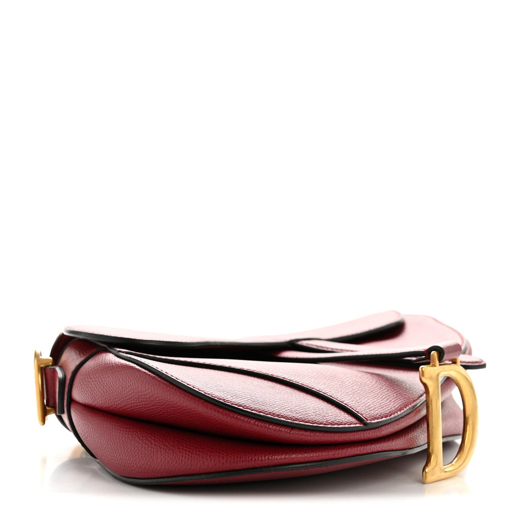 Grained Calfskin Saddle Bag Red