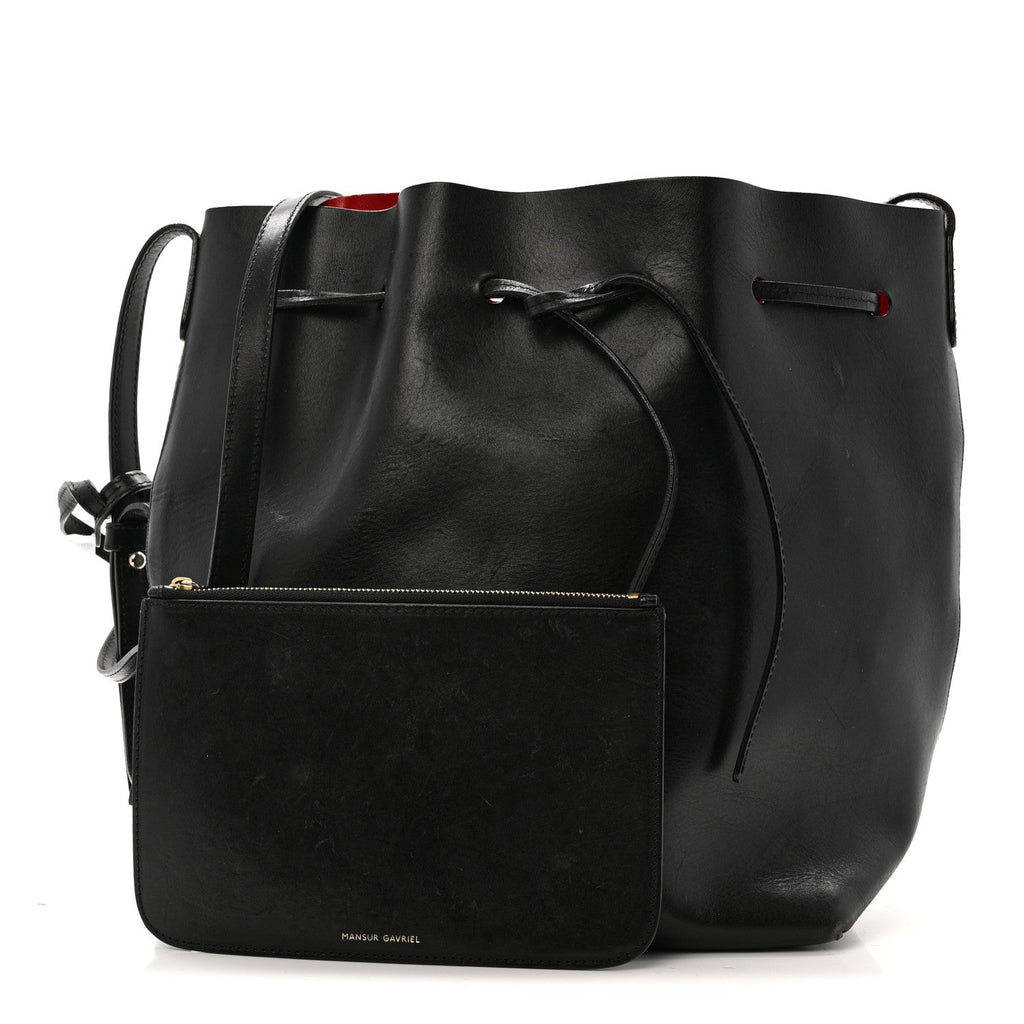 Vegetable Tanned Calfskin Bucket Bag Black Flamma