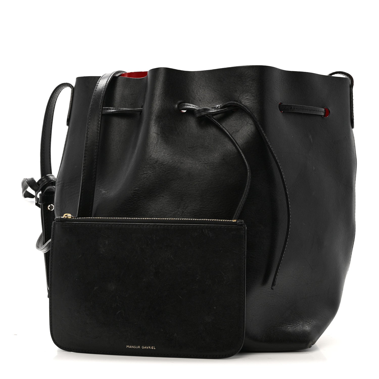 Vegetable Tanned Calfskin Bucket Bag Black Flamma