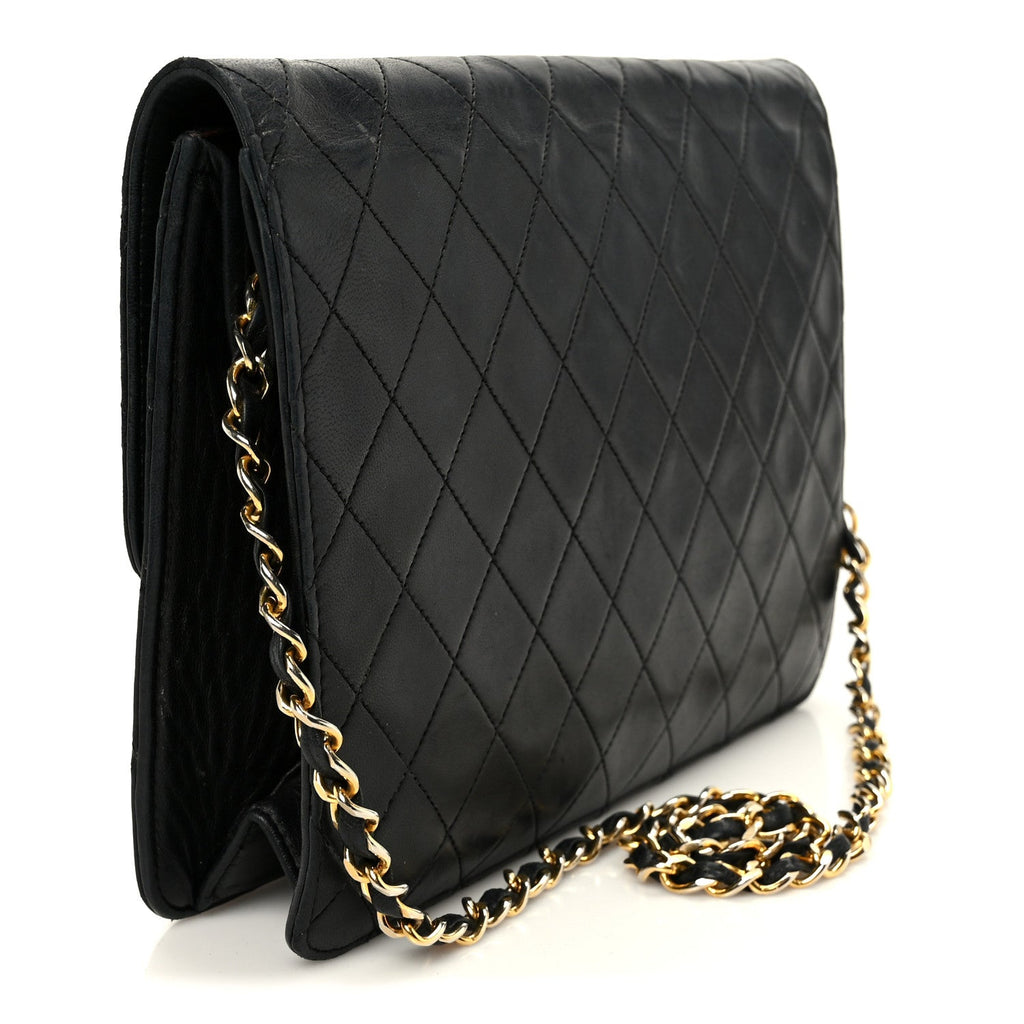 Lambskin Quilted Medium Single Flap Black