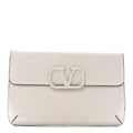 Calfskin Vlogo Envelope Clutch White