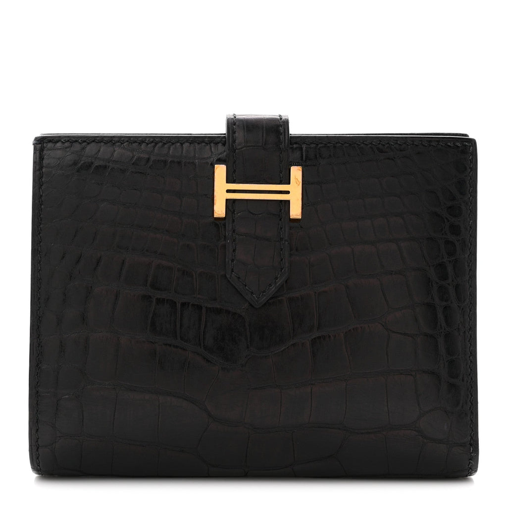 Matte Alligator Bearn Compact Wallet Black