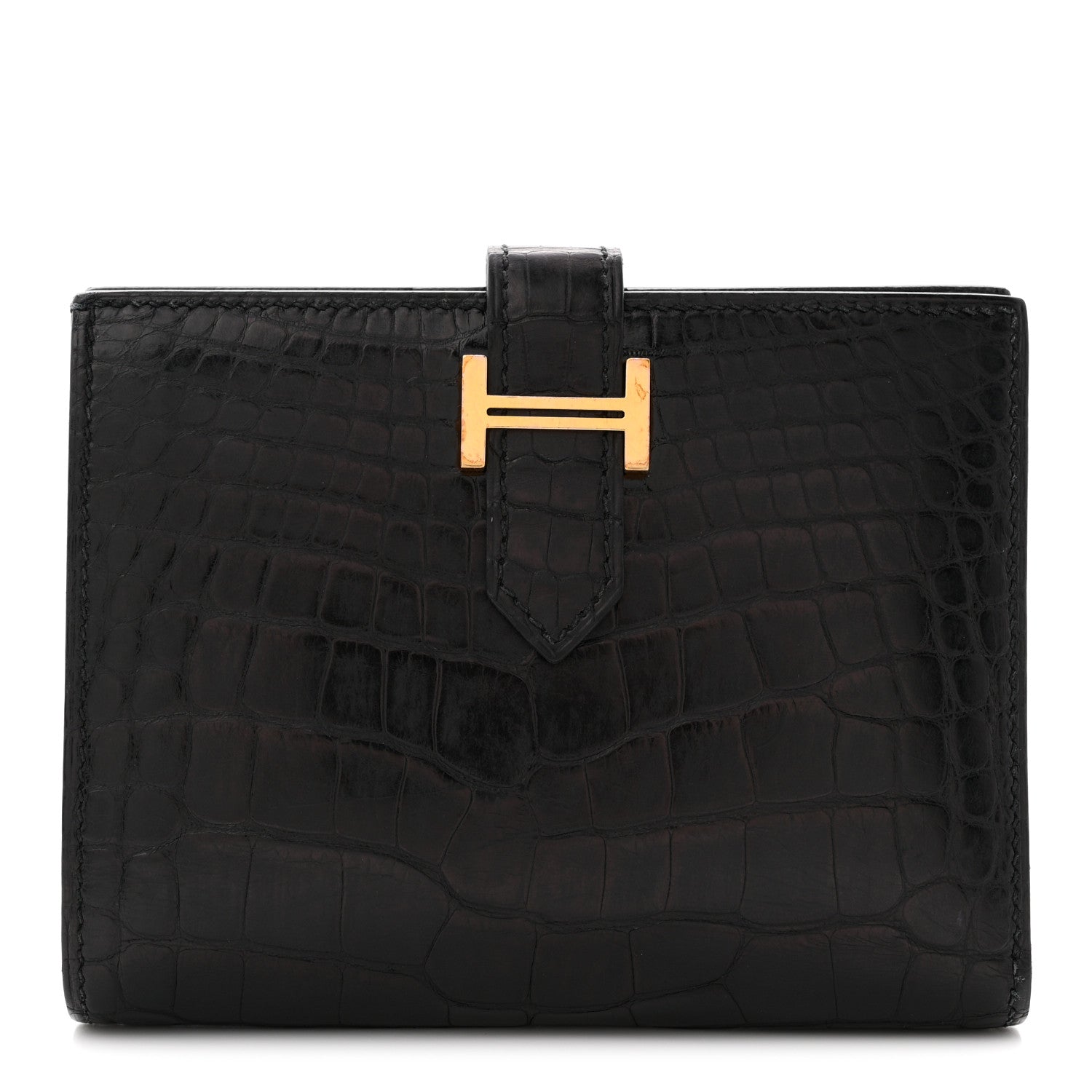 Matte Alligator Bearn Compact Wallet Black