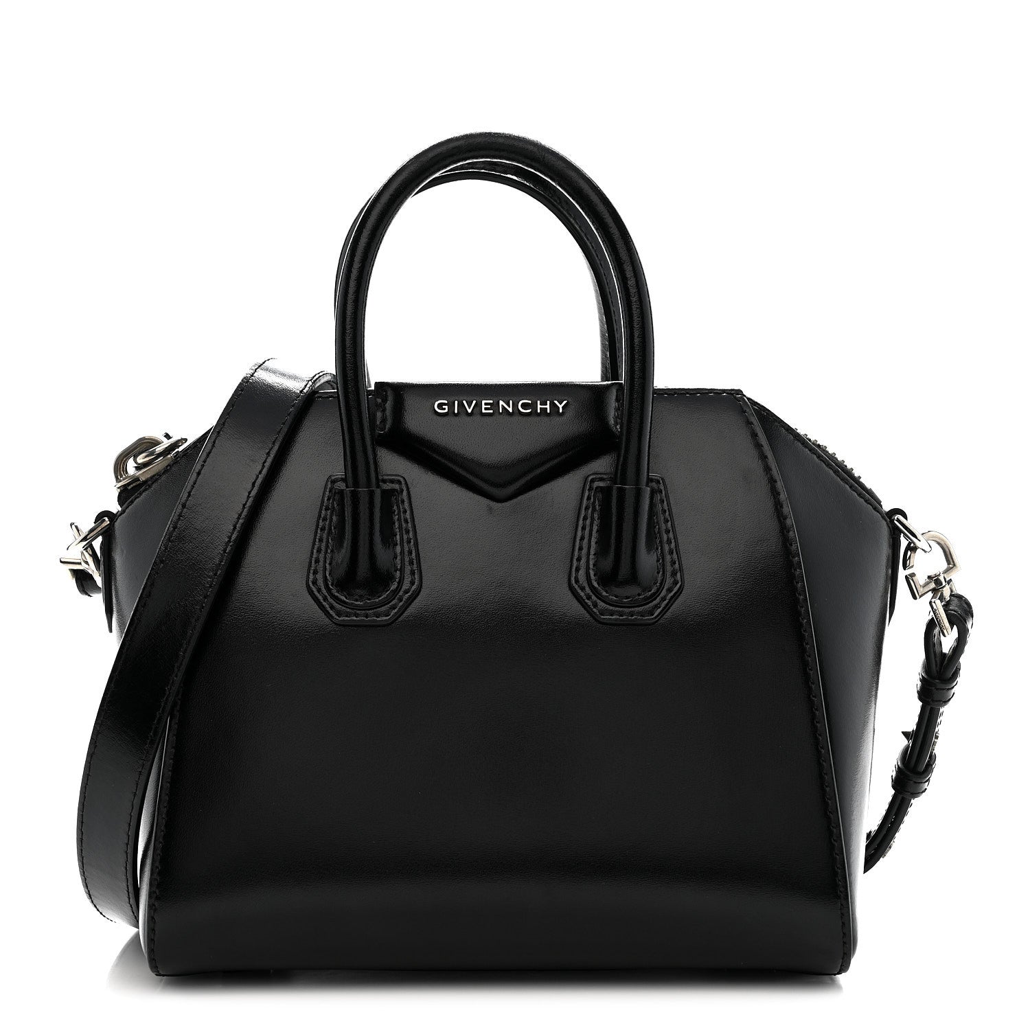 Shiny Lord Calfskin Mini Antigona Black