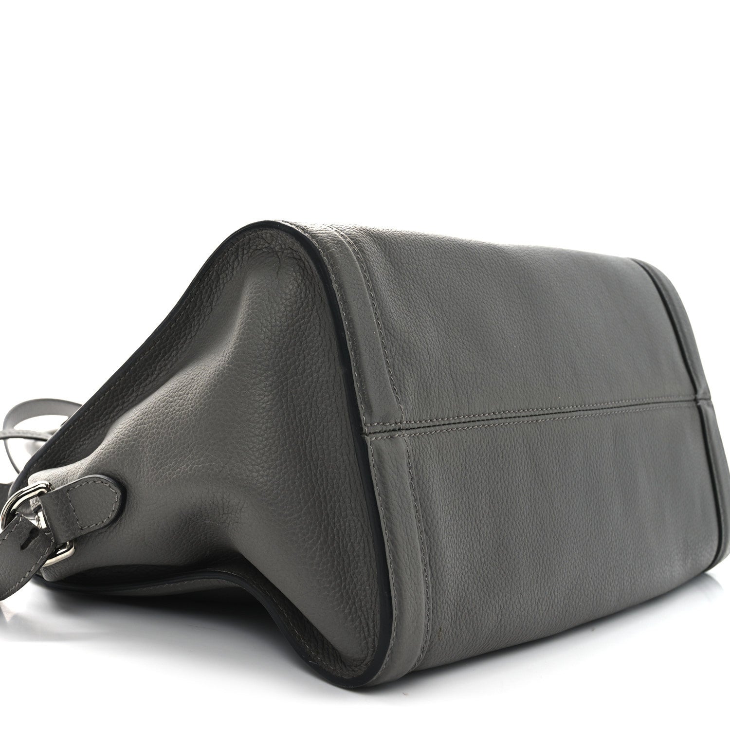 Pebbled Calfskin Small Skull Padlock Zip Around Tote Dark Grey