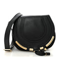 Calfskin Mini Marcie Metal Bar Trim Crossbody Bag Black