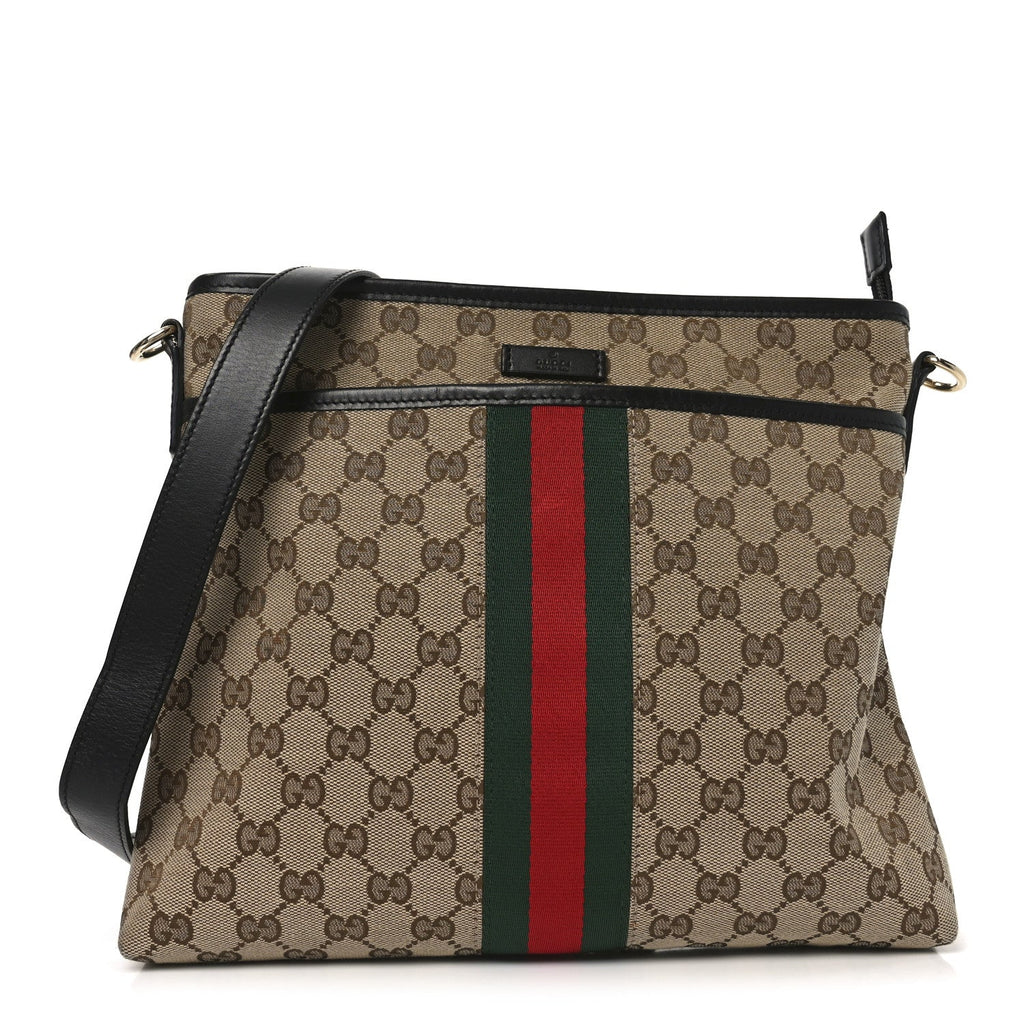 GG Monogram Web Flat Messenger Bag Black