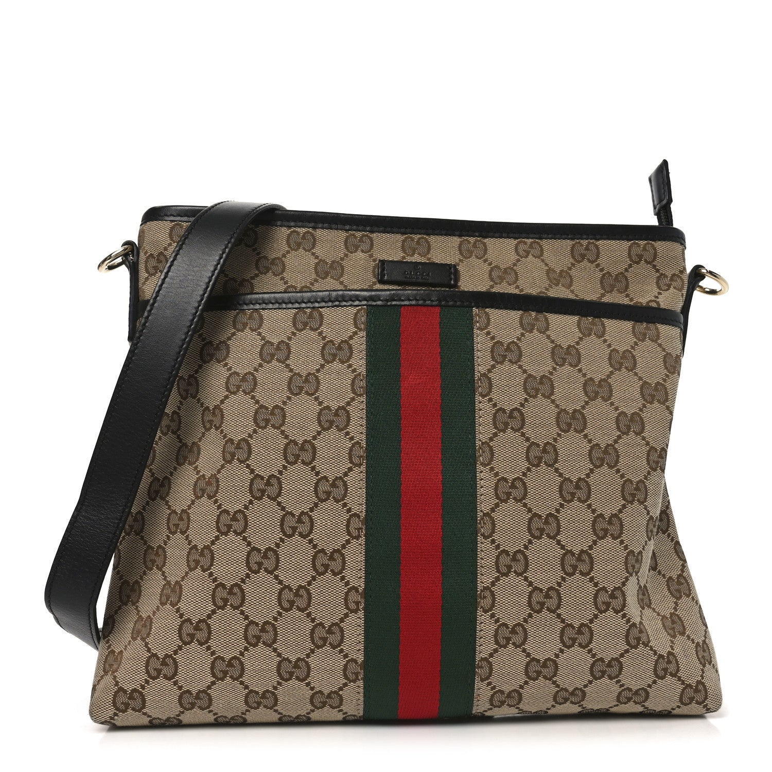 GG Monogram Web Flat Messenger Bag Black