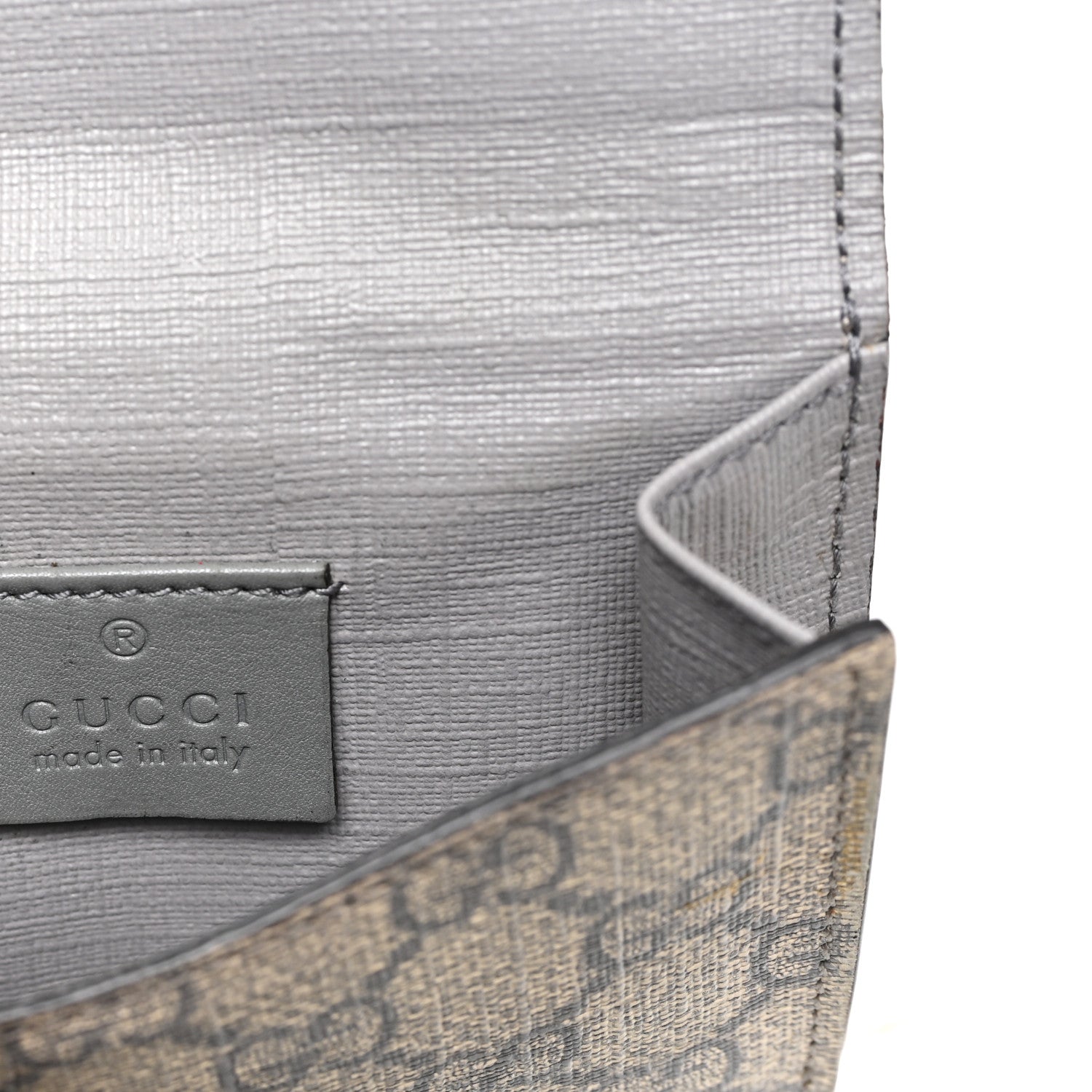 GG Supreme Monogram GG Pierce French Flap Wallet Ecru Grigio