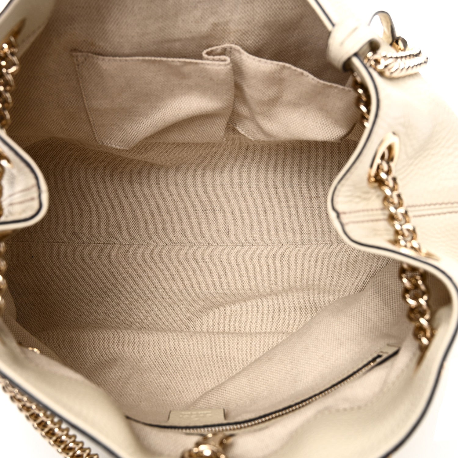Pebbled Calfskin Medium Soho Chain Shoulder Bag  Off White