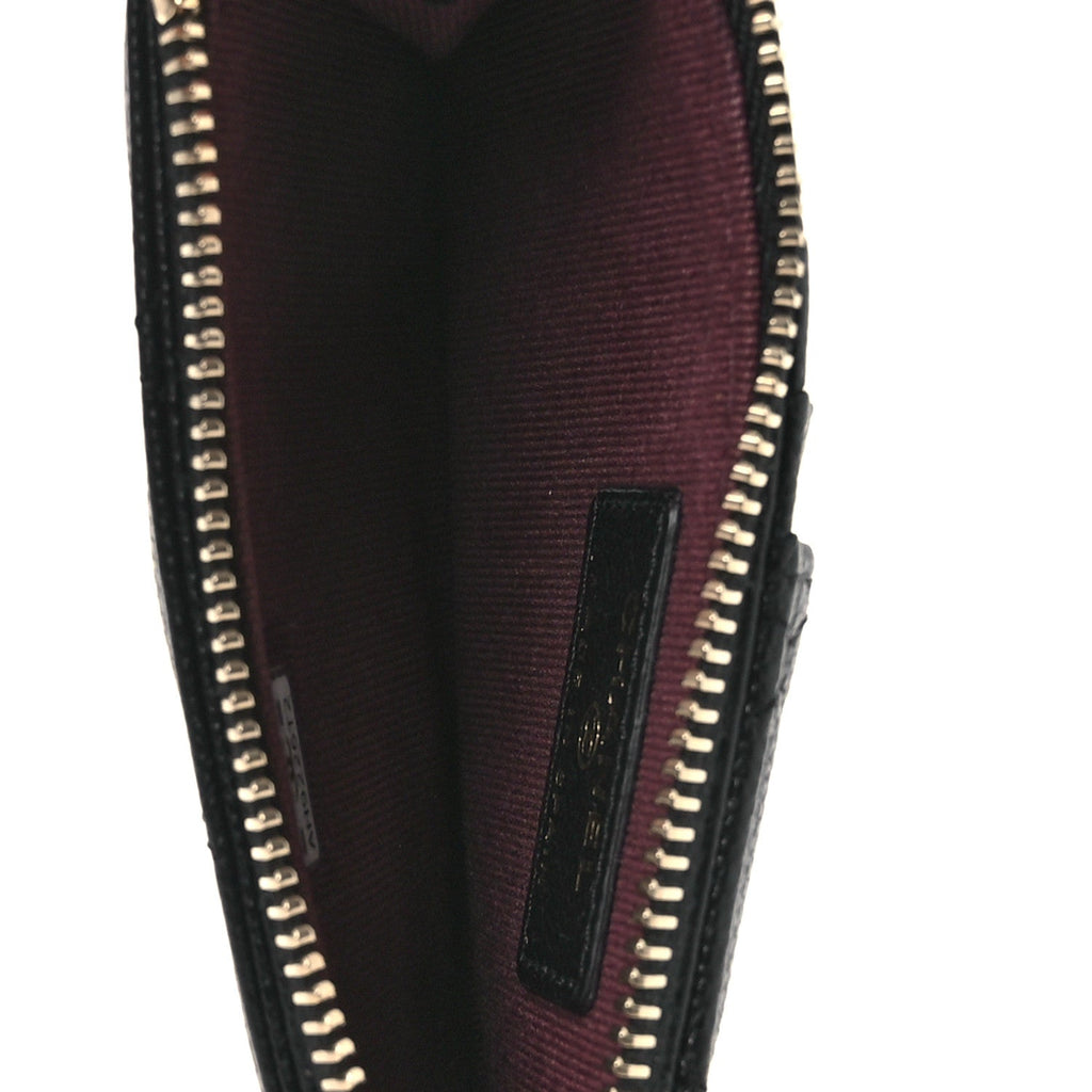 Caviar Quilted Flap Zip  Holder Black