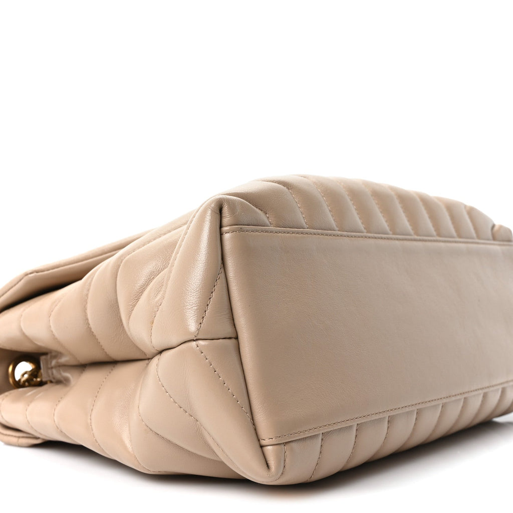 Calfskin Y Quilted Monogram Medium Loulou Chain Satchel Dark Beige