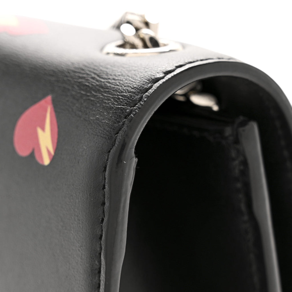 Calfskin Medium Heart Bolts Monogram Kate Satchel Black