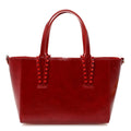 Patent Calfskin Spikes Mini East West Cabata Tote Red