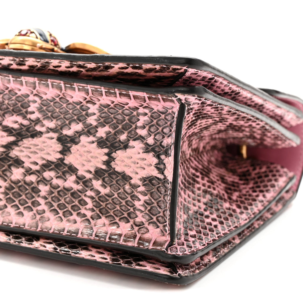 Snakeskin Sylvie Web Small Queen Margaret Top Handle Bag Pink