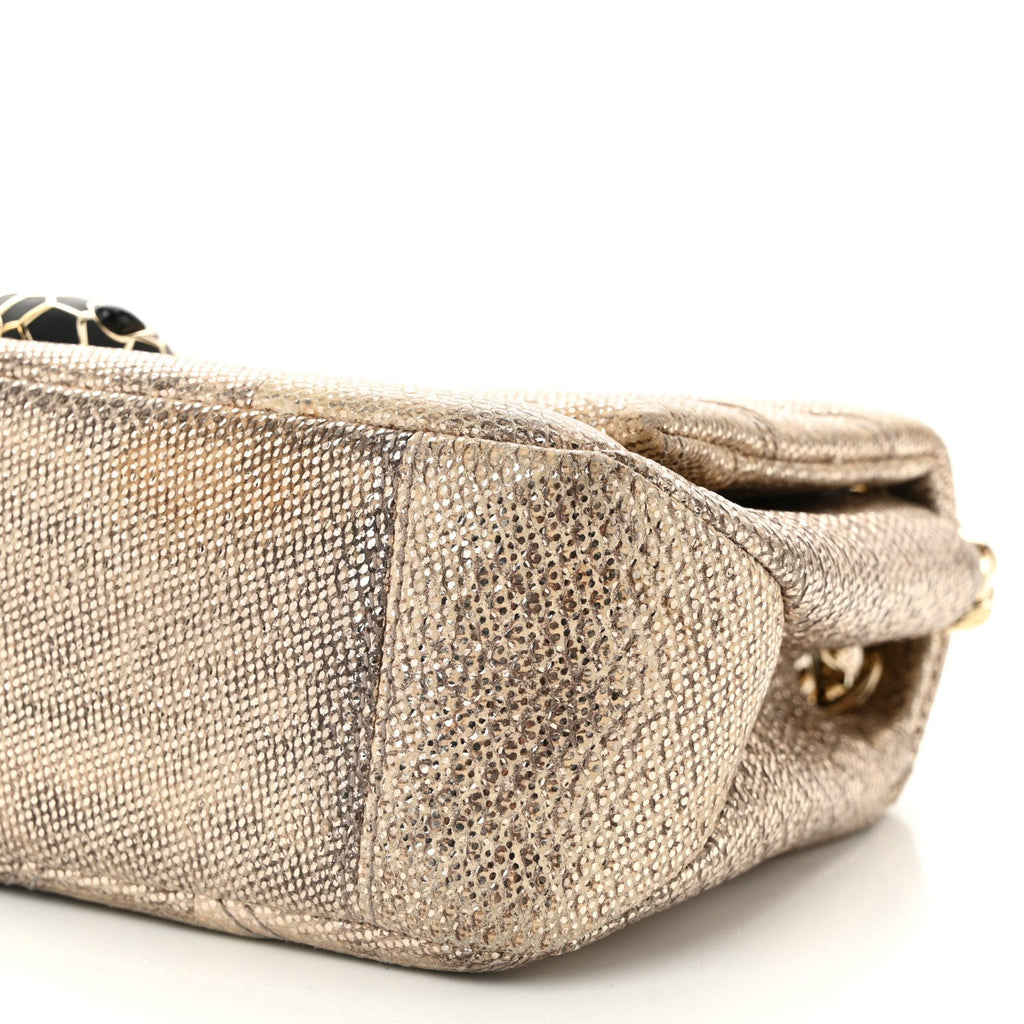 Metallic Karung Matelasse Mini Serpenti Cabochon Crossbody Gold