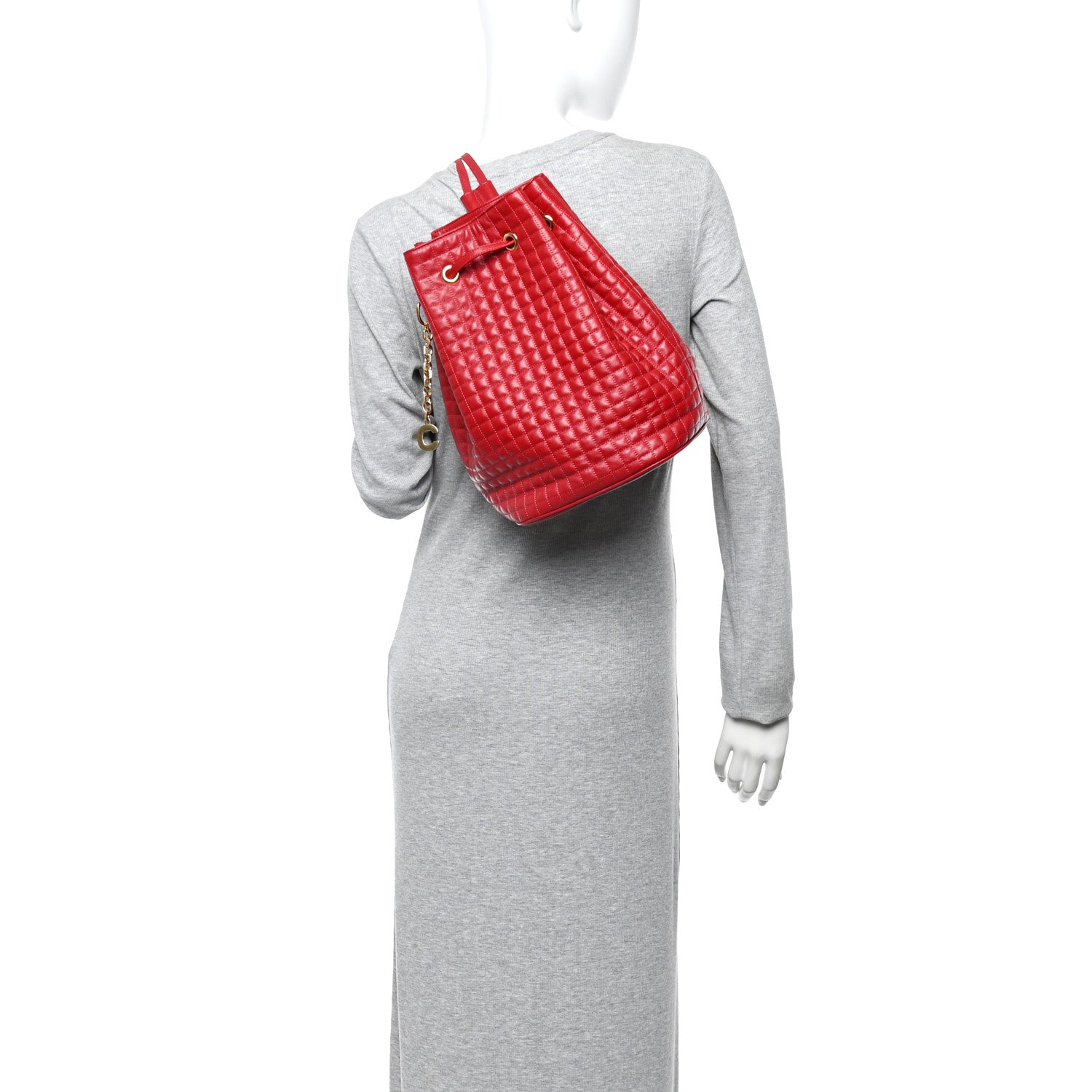 Calfskin Quilted Small C Backpack Red