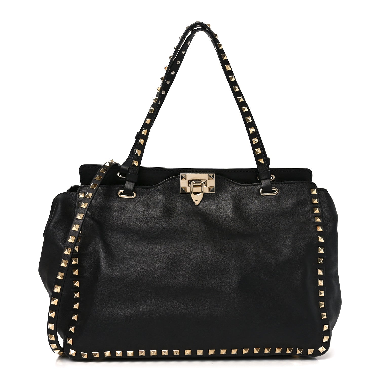 Vitello Medium Rockstud Tote Tote Black