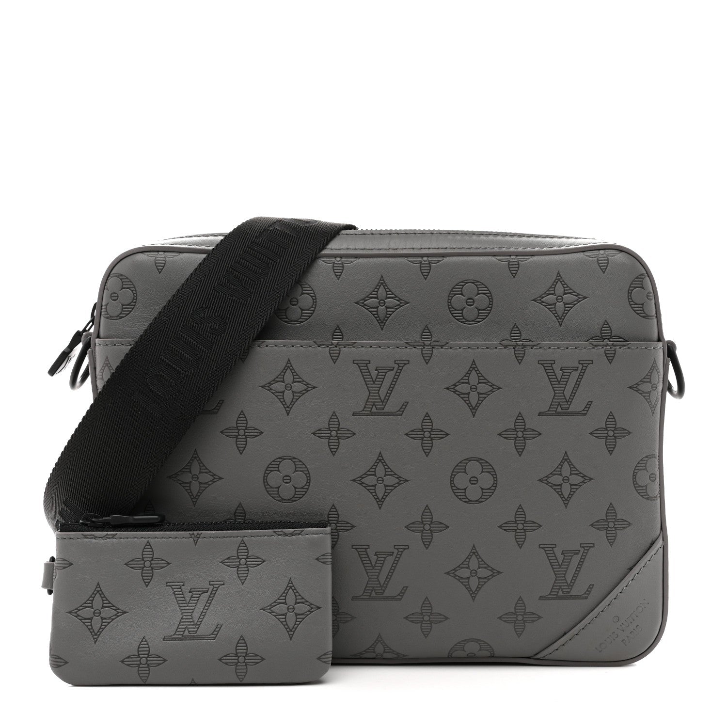 Calfskin Monogram Shadow Trio Messenger Anthracite Gray